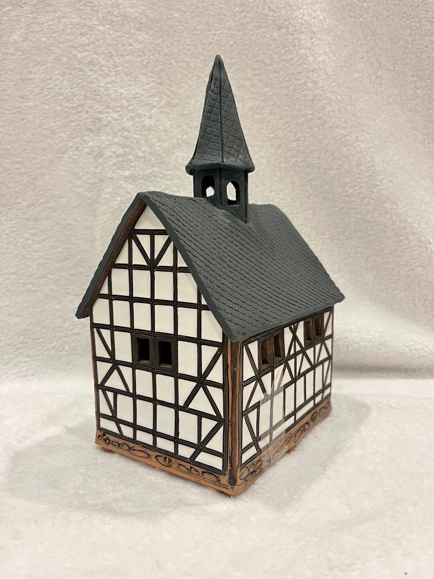 Christmas Ceramic House Art Tealight Candle Holder Room Decoration Handcrafted Collectible Miniature House (G30)