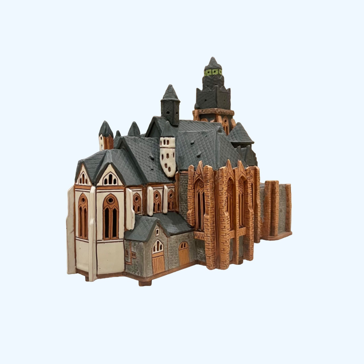 Ceramic Cathedral Art Tealight Candle Holder Room Decoration Handcrafted Collectible Miniature Wetzlar Cathedral, Germany (OFG023)