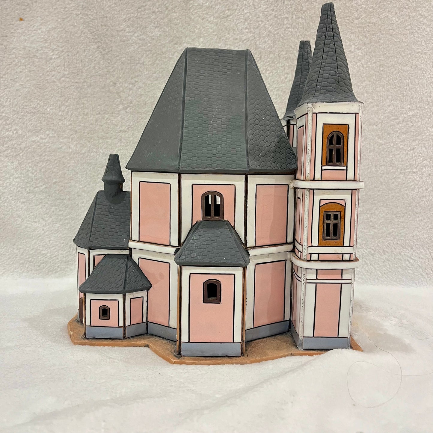 Christmas Ceramic House Art Tealight Candle Holder Room Decoration Handcrafted Collectible Miniature House (EG208)