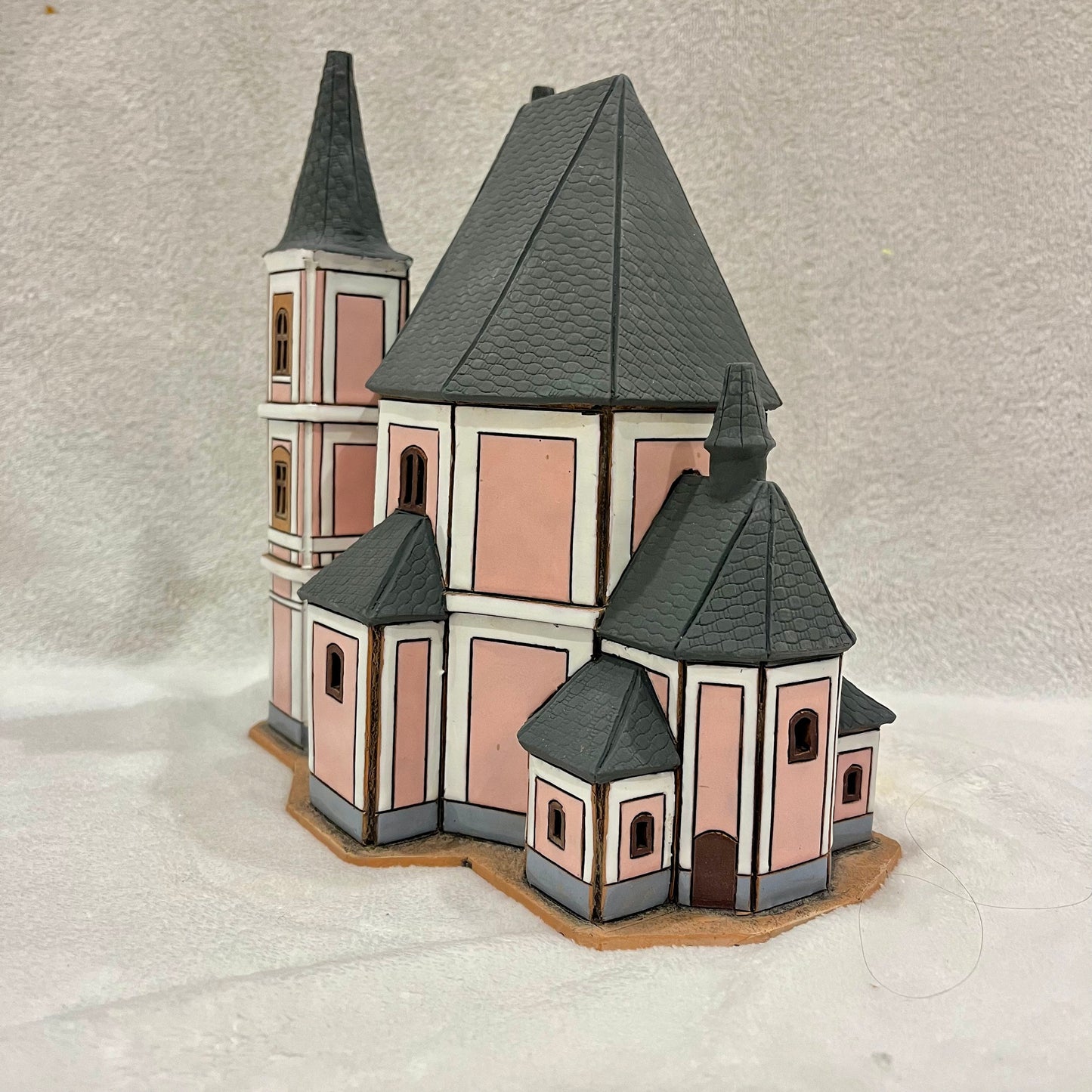 Christmas Ceramic House Art Tealight Candle Holder Room Decoration Handcrafted Collectible Miniature House (EG208)