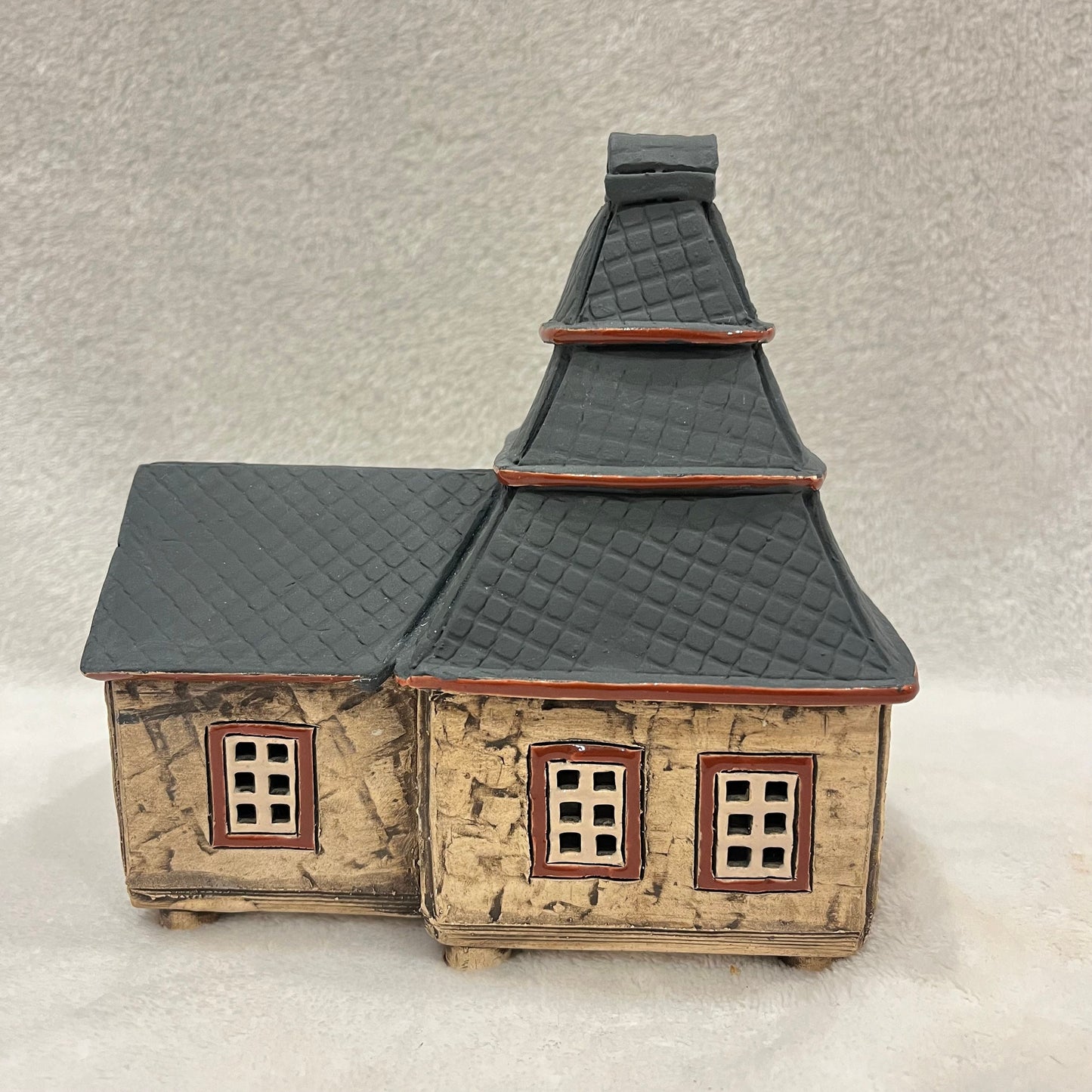Christmas Ceramic House Art Tealight Candle Holder Room Decoration Handcrafted Collectible Miniature House (G191)