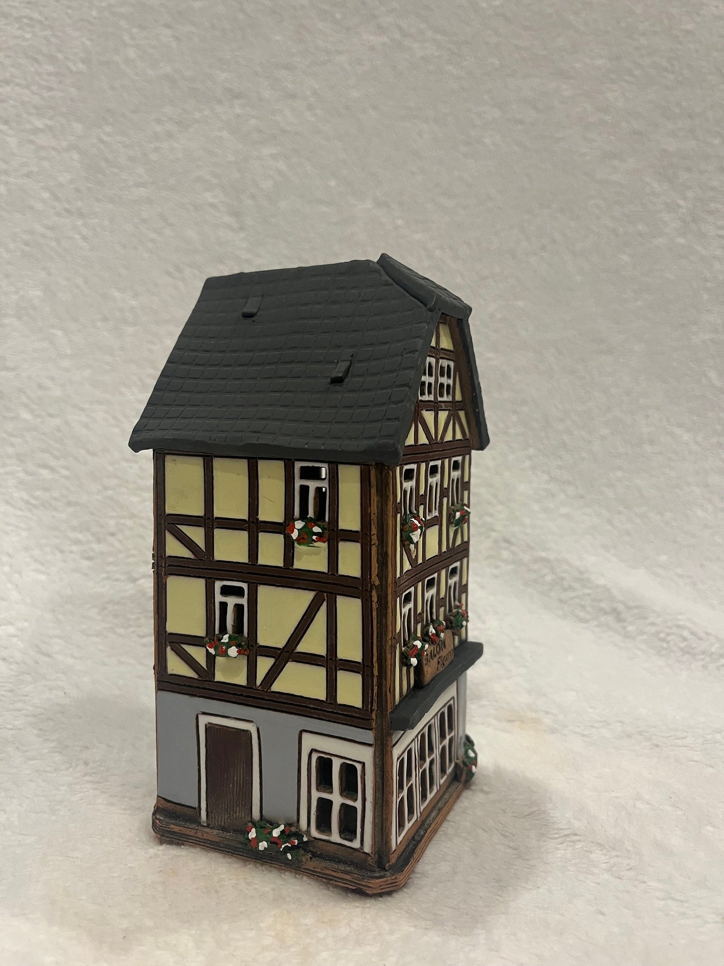 Christmas Ceramic House Art Tealight Candle Holder Room Decoration Handcrafted Collectible Miniature House G130