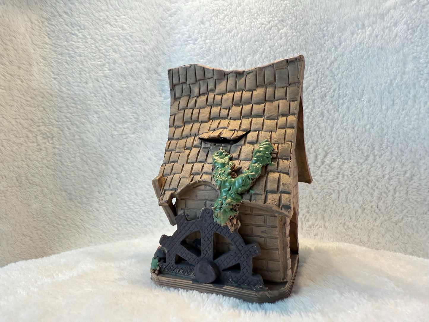 Christmas Ceramic House Collection - Handmade Collectible Miniature, Candle Holder, Room Decoration, Home Decor (R55 Dark Blue)