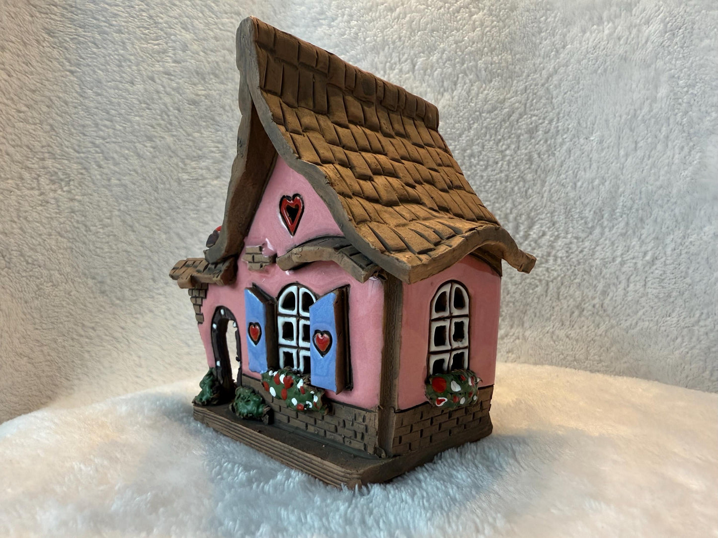 Christmas Ceramic House Collection - Handmade Collectible Miniature, Candle Holder, Room Decoration, Home Decor