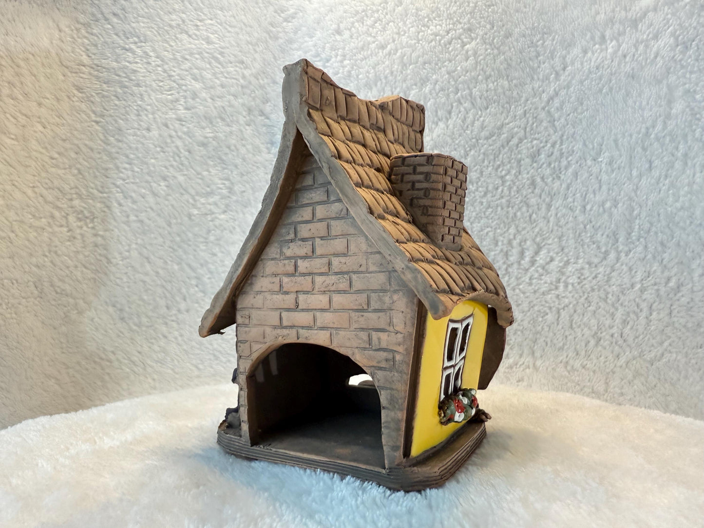 Christmas Ceramic House Collection - Handmade Collectible Miniature, Candle Holder, Room Decoration, Home Decor (R55 Dark Blue)