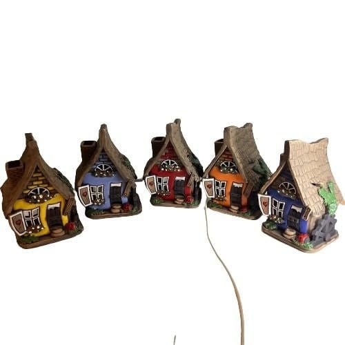 Christmas Ceramic House Collection - Handmade Collectible Miniature, Candle Holder, Room Decoration, Home Decor (R55 Dark Blue)