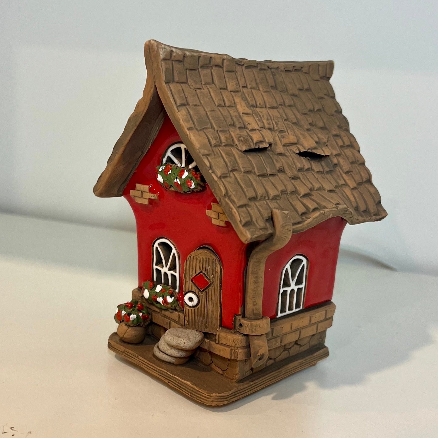 Christmas Ceramic House Collection - Handmade Collectible Miniature, Candle Holder, Room Decoration, Home Decor (R45)