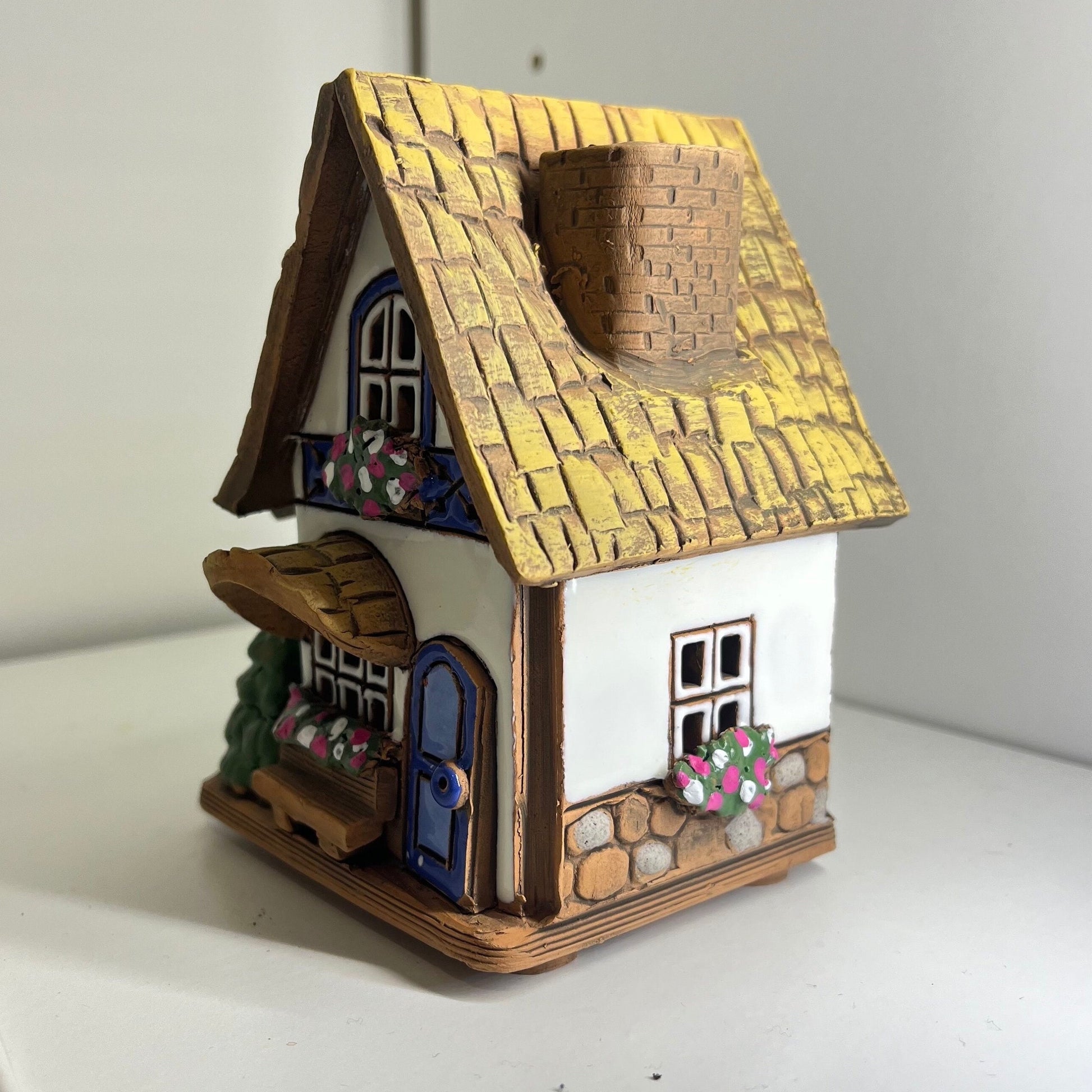 Christmas Ceramic House Collection - Handmade Collectible Miniature, Candle Holder, Room Decoration, Home Decor