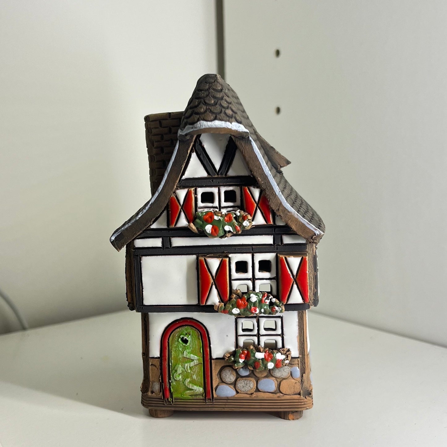 Christmas Ceramic House Collection - Handmade Collectible Miniature, Candle Holder, Room Decoration, Home Decor