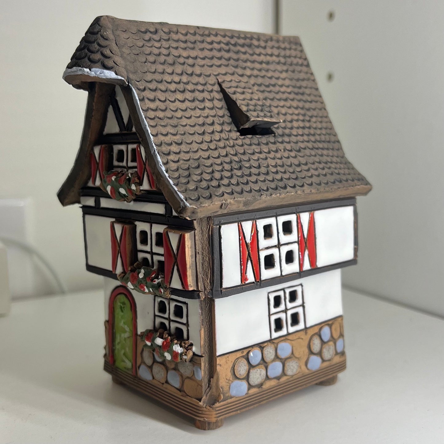 Christmas Ceramic House Collection - Handmade Collectible Miniature, Candle Holder, Room Decoration, Home Decor