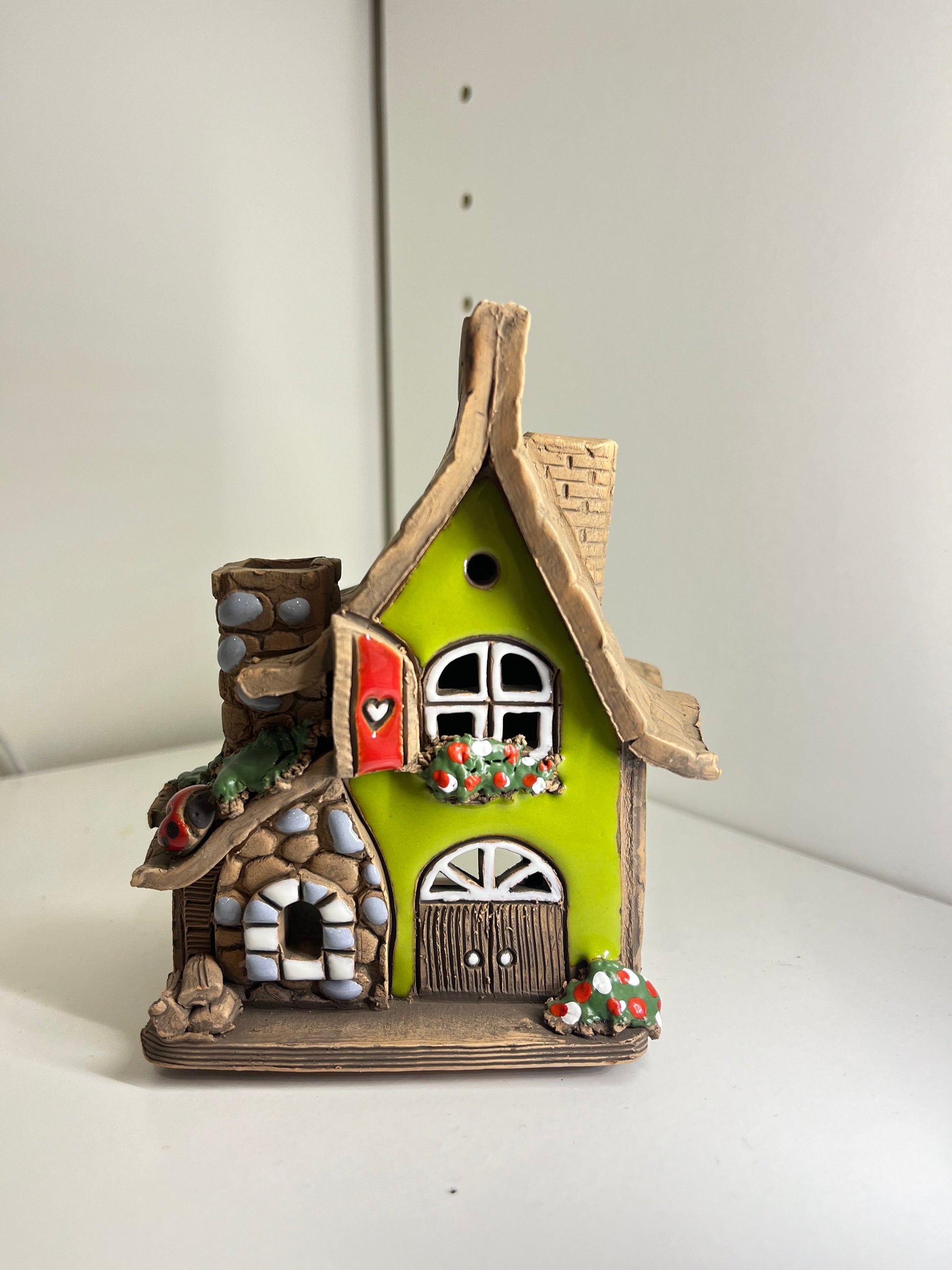 Christmas Ceramic House Collection - Handmade Collectible Miniature, Candle Holder, Room Decoration, Home Decor