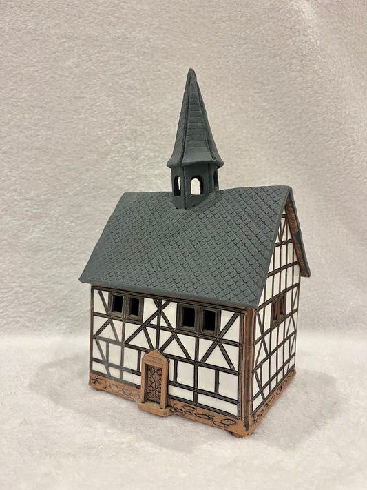 Christmas Ceramic House Art Tealight Candle Holder Room Decoration Handcrafted Collectible Miniature House (G30)