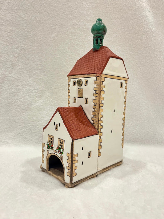 Christmas Ceramic House Art Tealight Candle Holder Room Decoration Handcrafted Collectible Miniature House (G233)