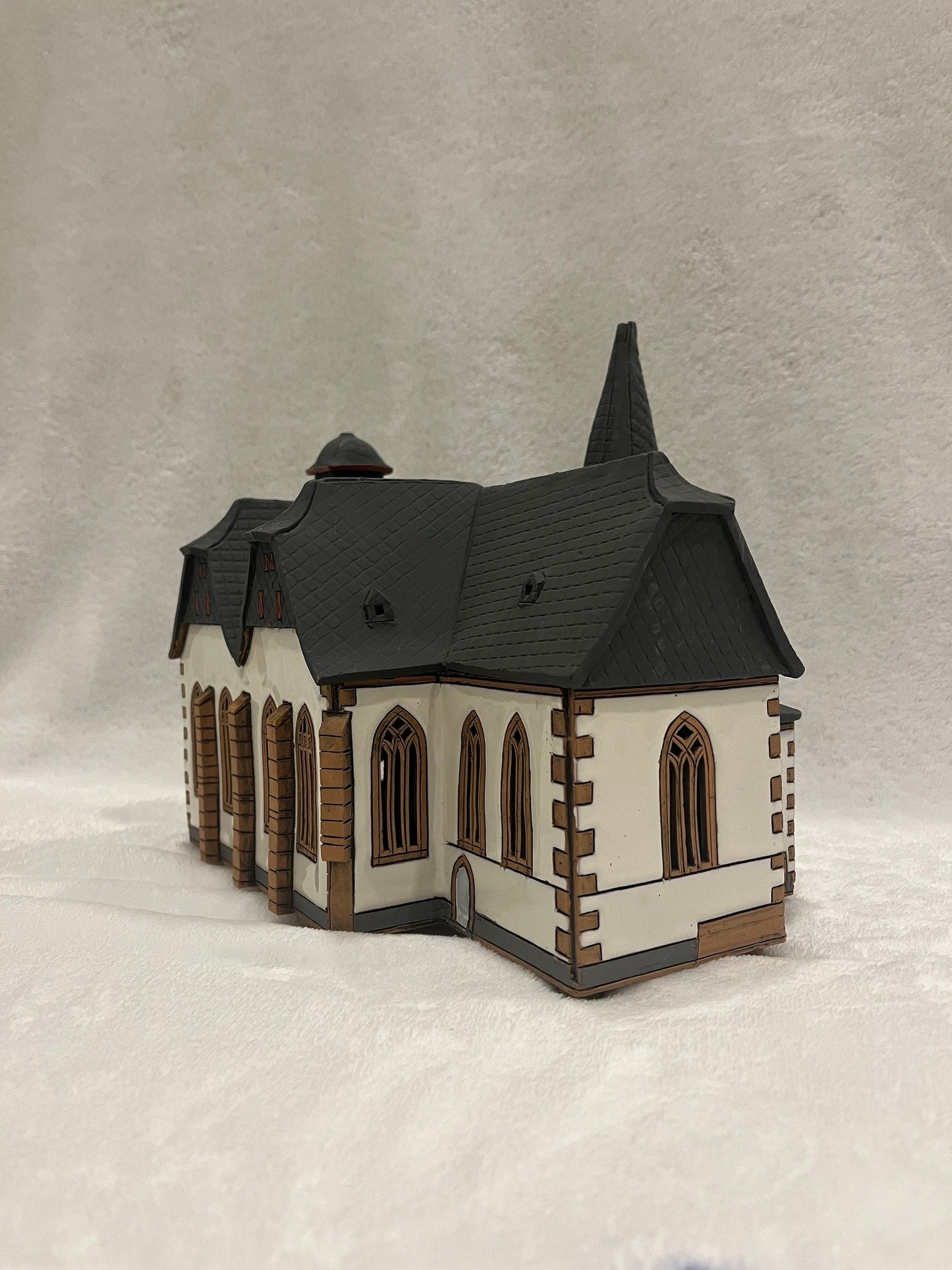 Christmas Ceramic House Art Tealight Candle Holder Room Decoration Handcrafted Collectible Miniature House (G161)