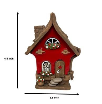 Christmas Ceramic House Collection - Handmade Collectible Miniature, Candle Holder, Room Decoration, Home Decor (R16 red)