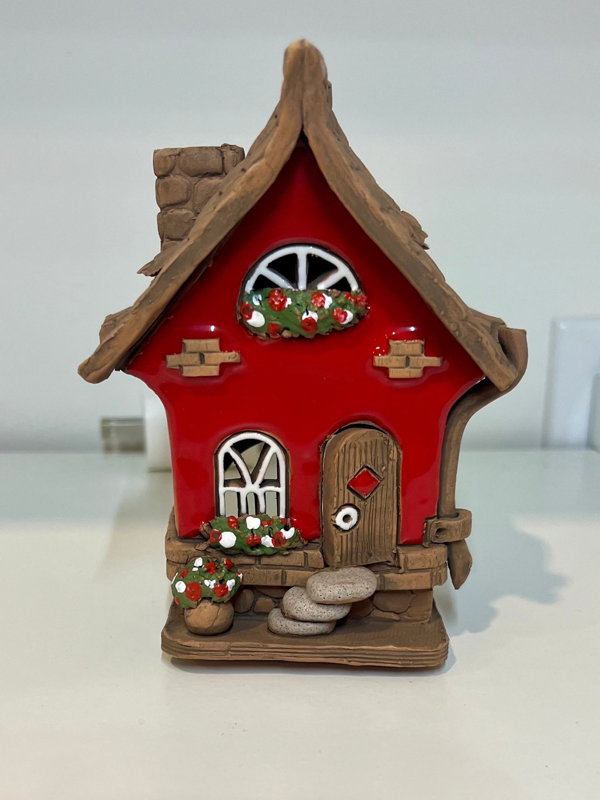 Christmas Ceramic House Collection - Handmade Collectible Miniature, Candle Holder, Room Decoration, Home Decor (R45)