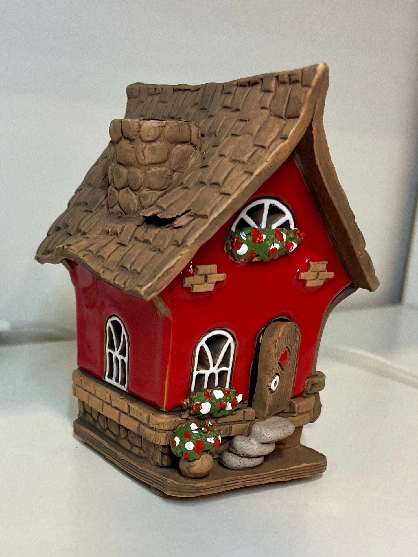 Christmas Ceramic House Collection - Handmade Collectible Miniature, Candle Holder, Room Decoration, Home Decor (R45)