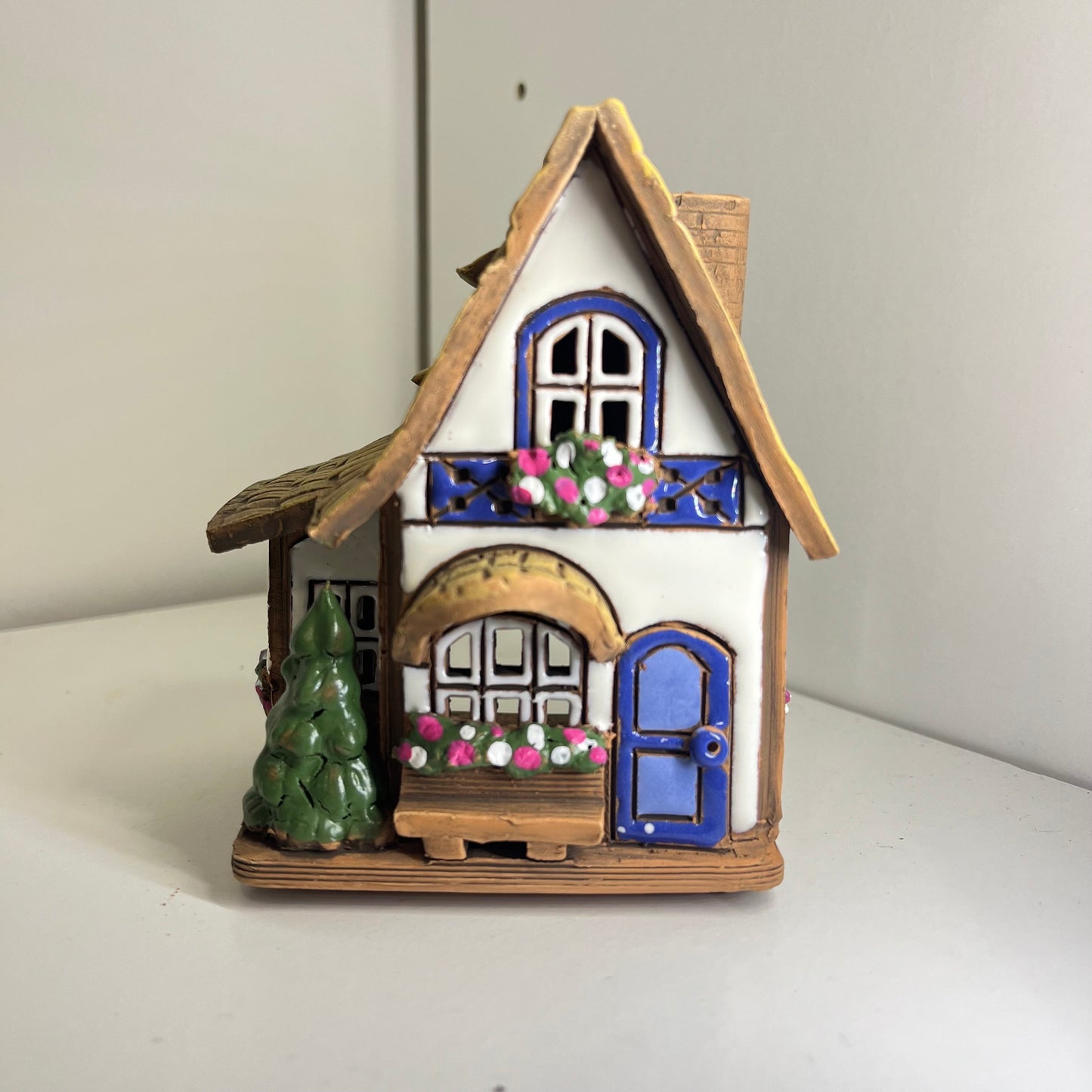 Christmas Ceramic House Collection - Handmade Collectible Miniature, Candle Holder, Room Decoration, Home Decor