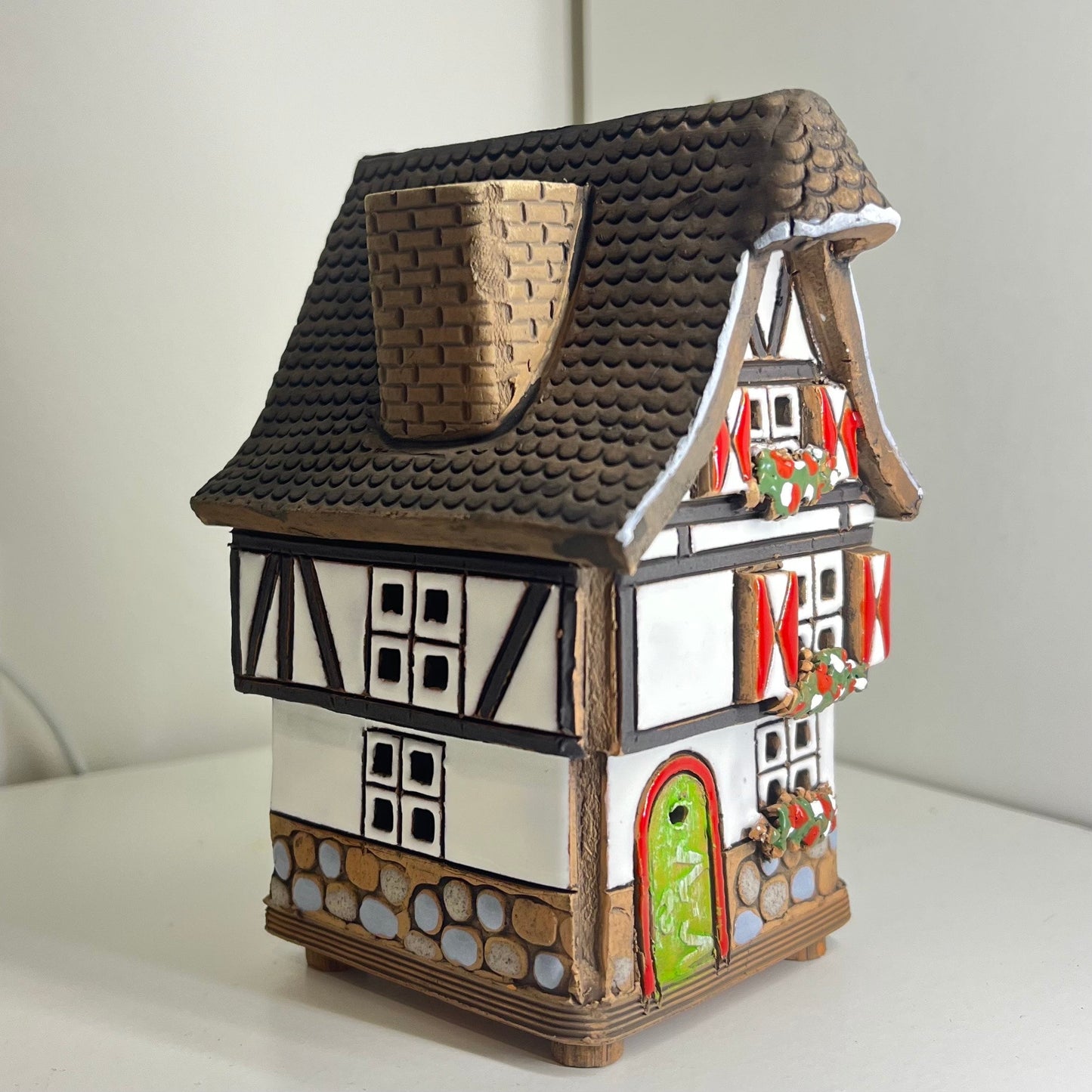 Christmas Ceramic House Collection - Handmade Collectible Miniature, Candle Holder, Room Decoration, Home Decor