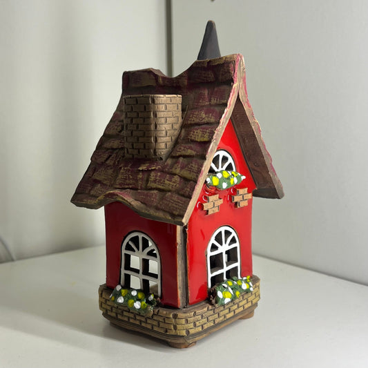 Christmas Ceramic House Collection - Handmade Collectible Miniature, Candle Holder, Room Decoration, Home Decor