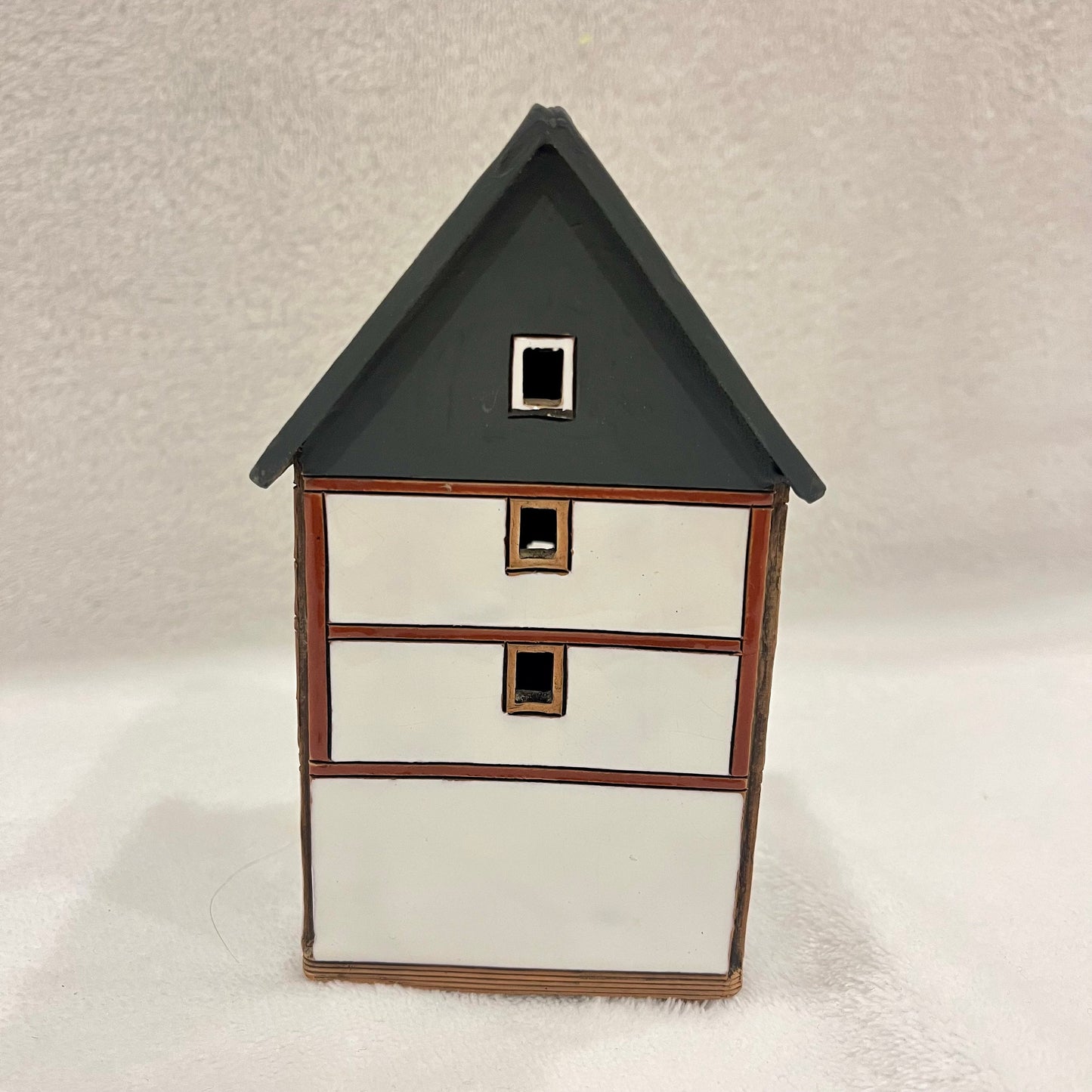 Christmas Ceramic House Art Tealight Candle Holder Room Decoration Handcrafted Collectible Miniature House (G203)