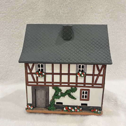 Christmas Ceramic House Art Tealight Candle Holder Room Decoration Handcrafted Collectible Miniature House (G120)