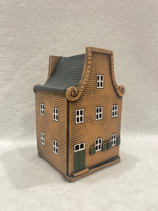 Christmas Ceramic House Art Tealight Candle Holder Room Decoration Handcrafted Collectible Miniature House (G145)