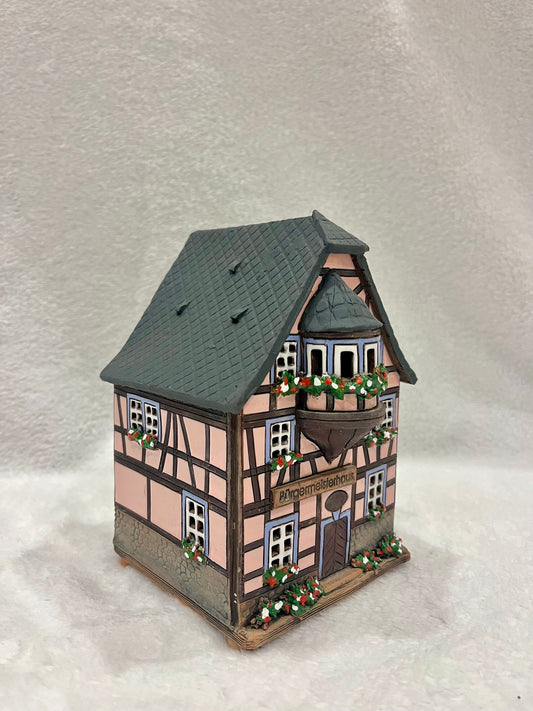 Christmas Ceramic House Art Tealight Candle Holder Room Decoration Handcrafted Collectible Miniature House (G167)