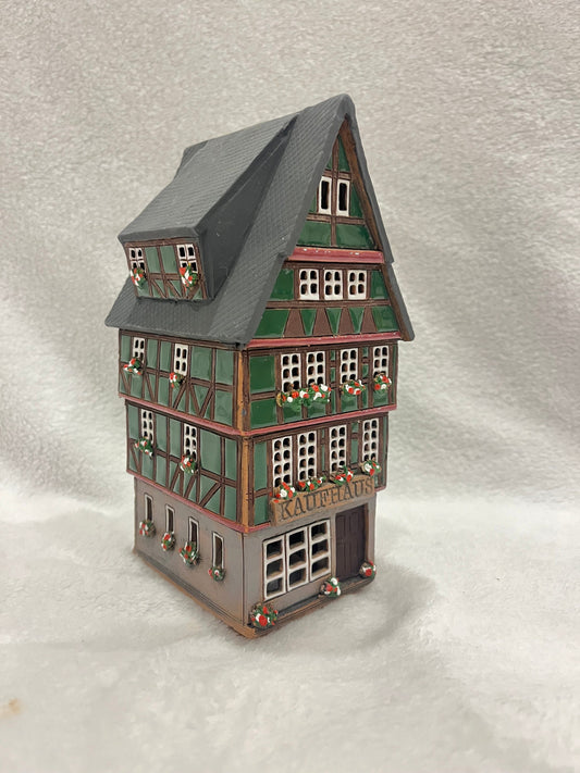 Christmas Ceramic House Art Tealight Candle Holder Room Decoration Handcrafted Collectible Miniature House (G136)