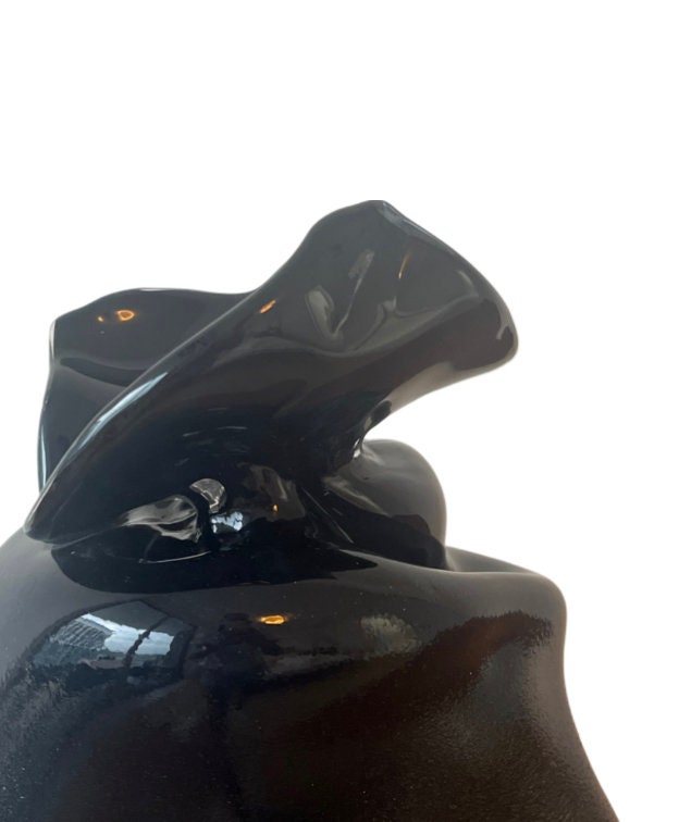 Handmade Blown Art Glass Vase for Home Decor and Room Decoration "Black Bag"