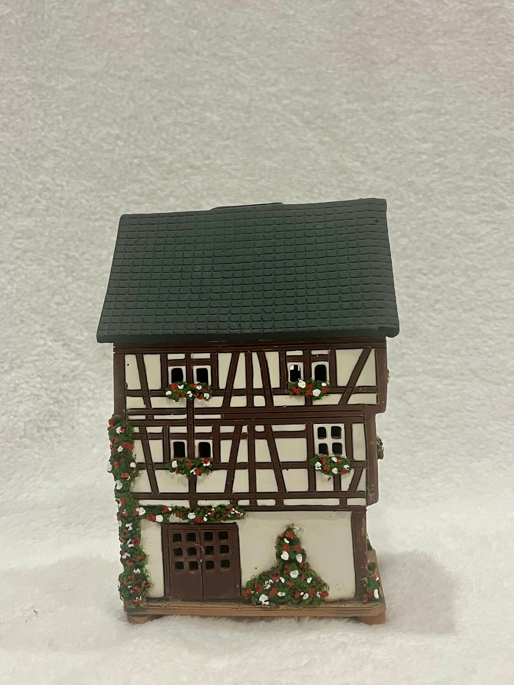 Christmas Ceramic House Art Tealight Candle Holder Room Decoration Handcrafted Collectible Miniature House GB140