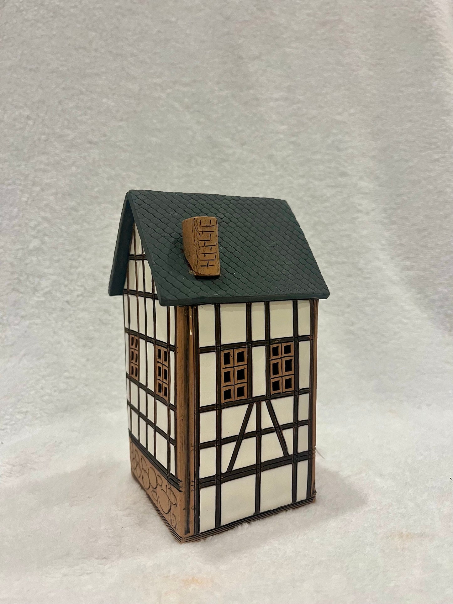 Christmas Ceramic House Art Tealight Candle Holder Room Decoration Handcrafted Collectible Miniature House GA1