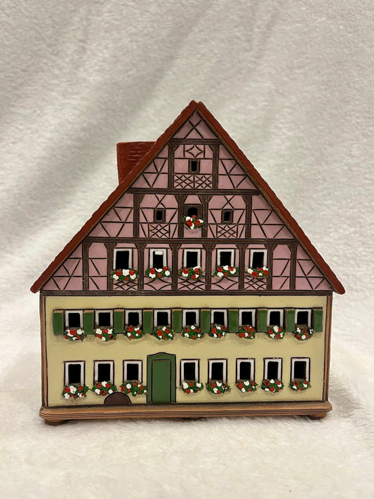 Christmas Ceramic House Art Tealight Candle Holder Room Decoration Handcrafted Collectible Miniature House G6