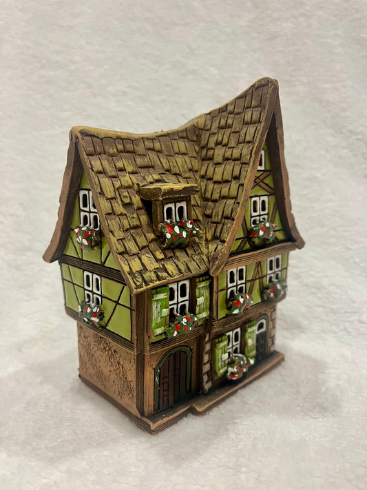 Christmas Ceramic House Art Tealight Candle Holder Room Decoration Handcrafted Collectible Miniature House B35