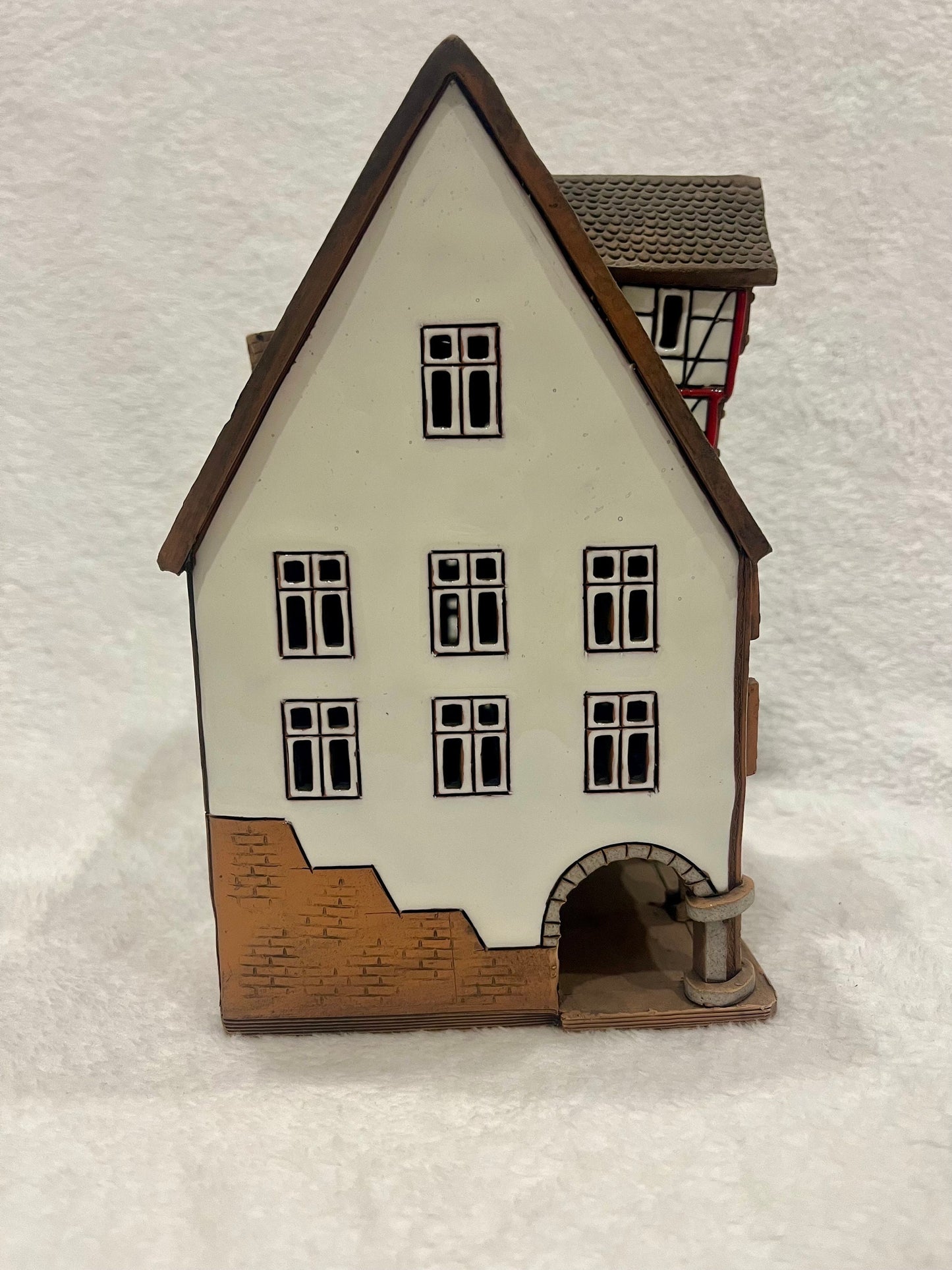 Christmas Ceramic House Art Tealight Candle Holder Room Decoration Handcrafted Collectible Miniature House D6