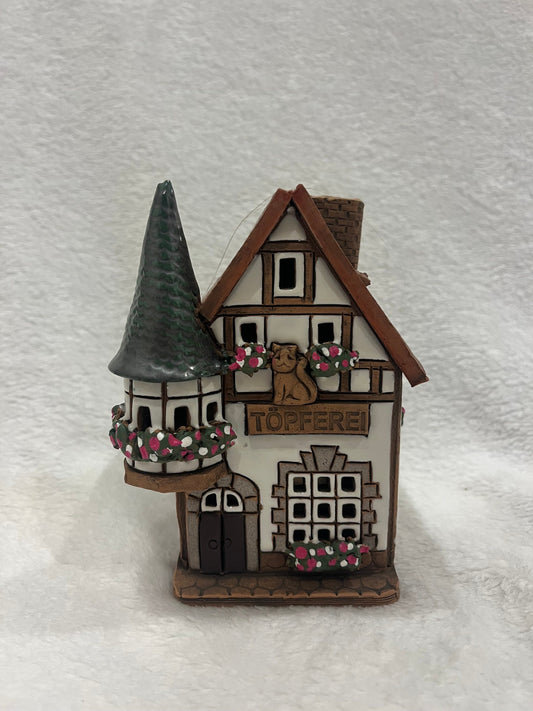 Christmas Ceramic House Art Tealight Candle Holder Room Decoration Handcrafted Collectible Miniature House A238