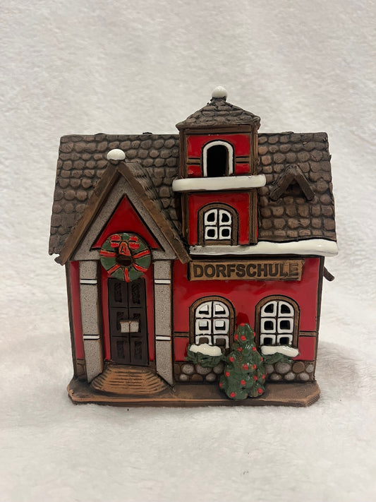 Christmas Ceramic House Art Tealight Candle Holder Room Decoration Handcrafted Collectible Miniature House B122