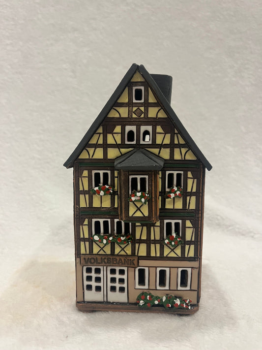 Christmas Ceramic House Art Tealight Candle Holder Room Decoration Handcrafted Collectible Miniature House G146