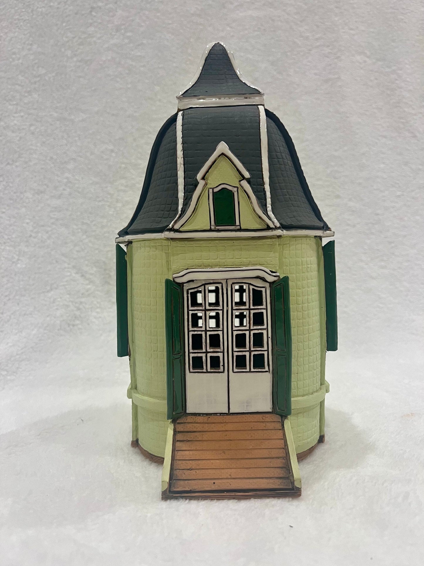 Christmas Ceramic House Art Tealight Candle Holder Room Decoration Handcrafted Collectible Miniature House DG6