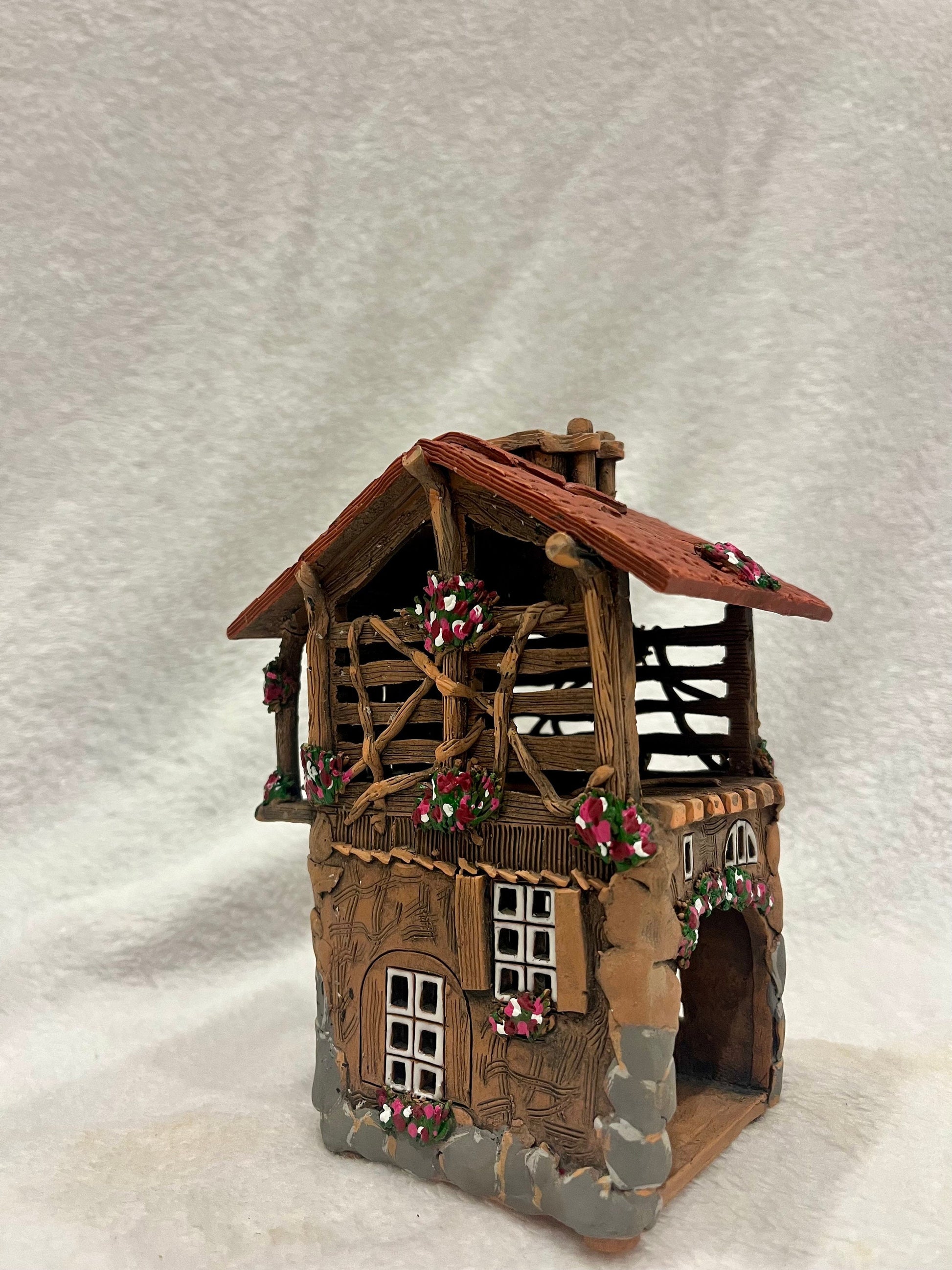 Christmas Ceramic House Art Tealight Candle Holder Room Decoration Handcrafted Collectible Miniature House M31