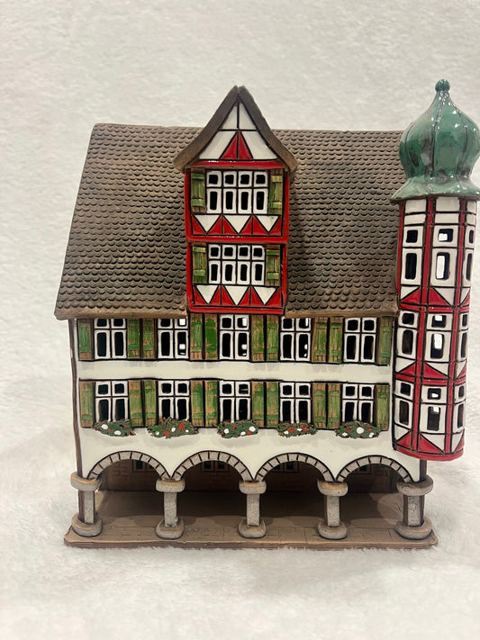 Christmas Ceramic House Art Tealight Candle Holder Room Decoration Handcrafted Collectible Miniature House D6