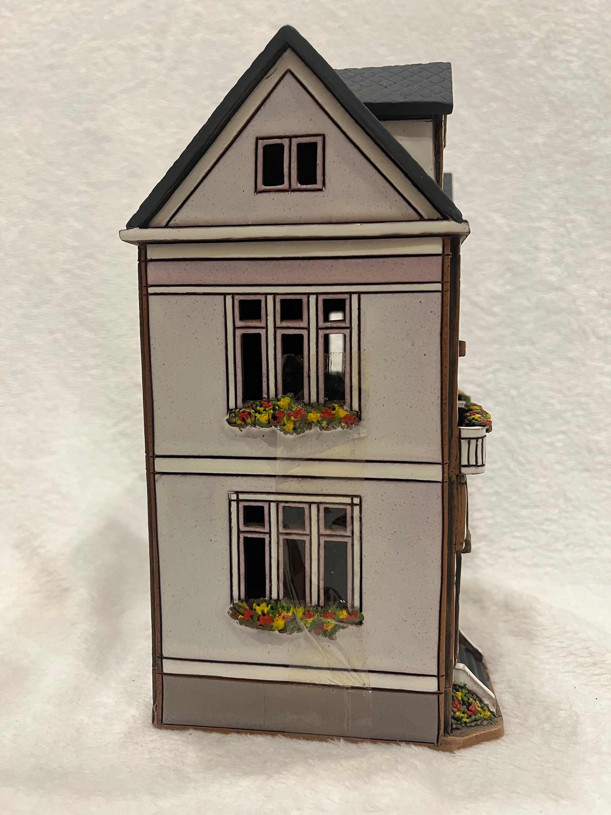 Christmas Ceramic House Art Tealight Candle Holder Room Decoration Handcrafted Collectible Miniature House D