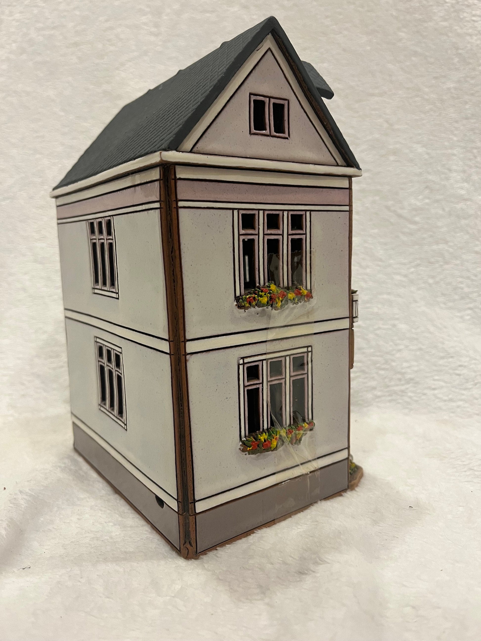 Christmas Ceramic House Art Tealight Candle Holder Room Decoration Handcrafted Collectible Miniature House D