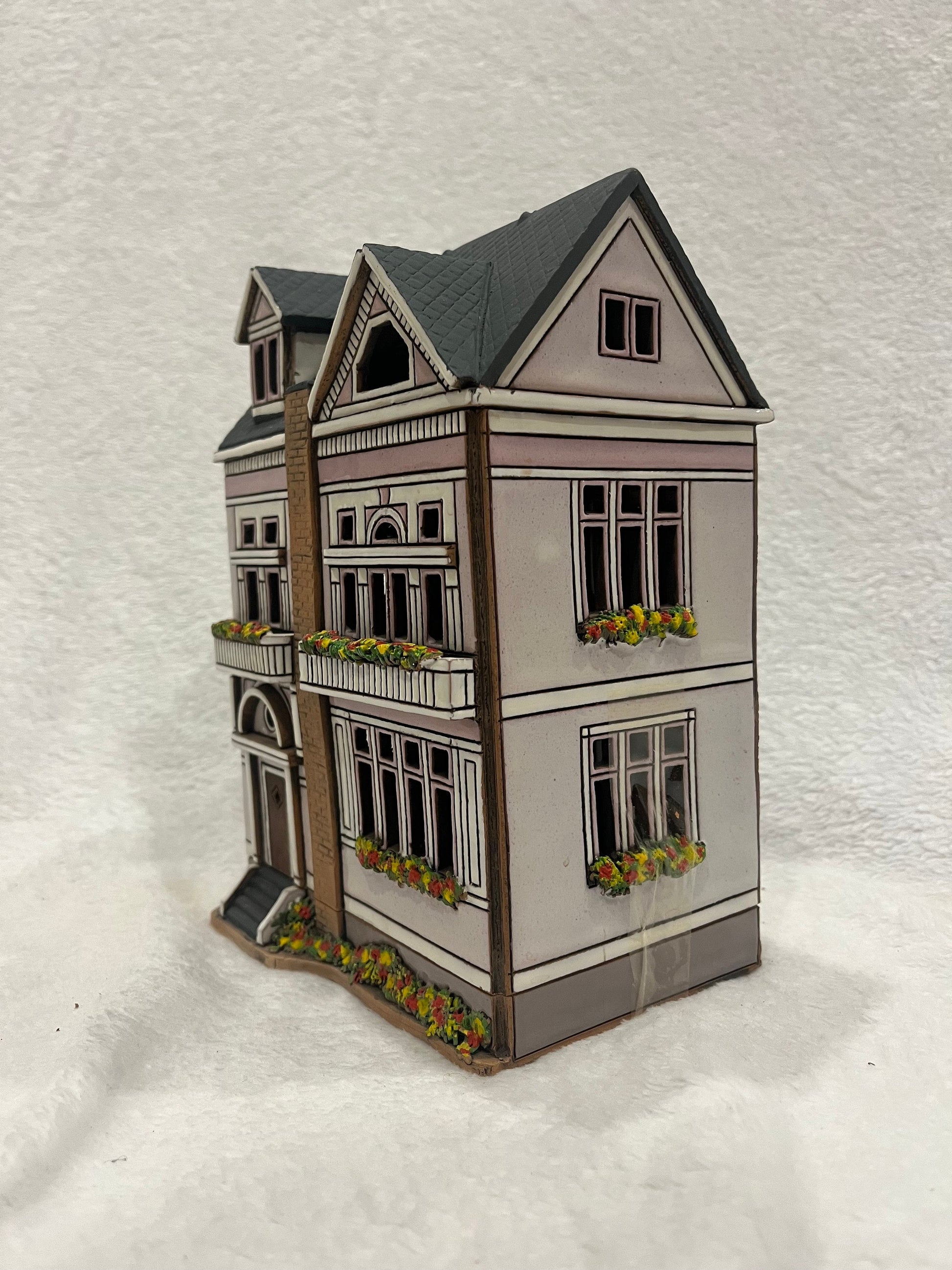 Christmas Ceramic House Art Tealight Candle Holder Room Decoration Handcrafted Collectible Miniature House D