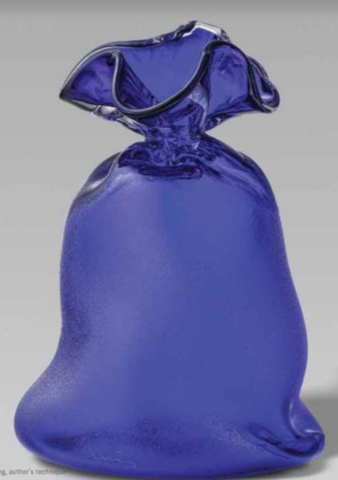 Handmade Blown Art Glass Vase for Home Decor and Room Decoration "Blue Bag"