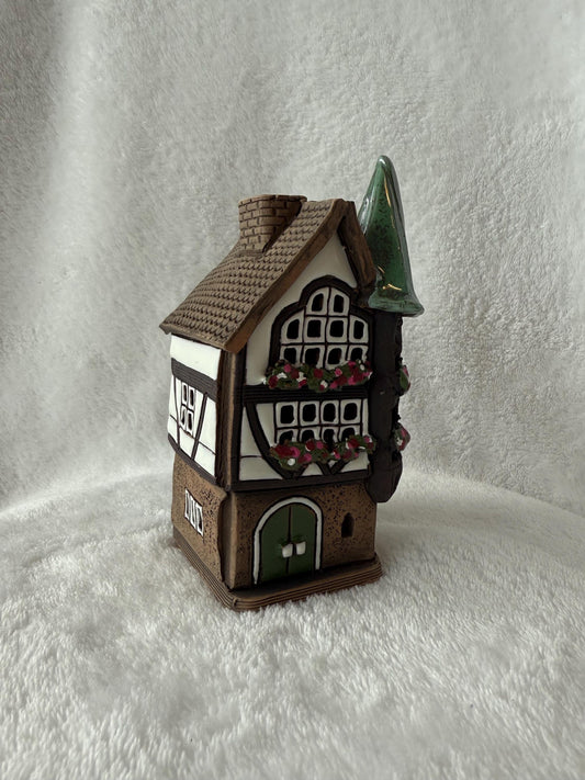 Christmas Ceramic House Collection - Handmade Collectible Miniature, Candle Holder, Room Decoration, Home Decor (R86)