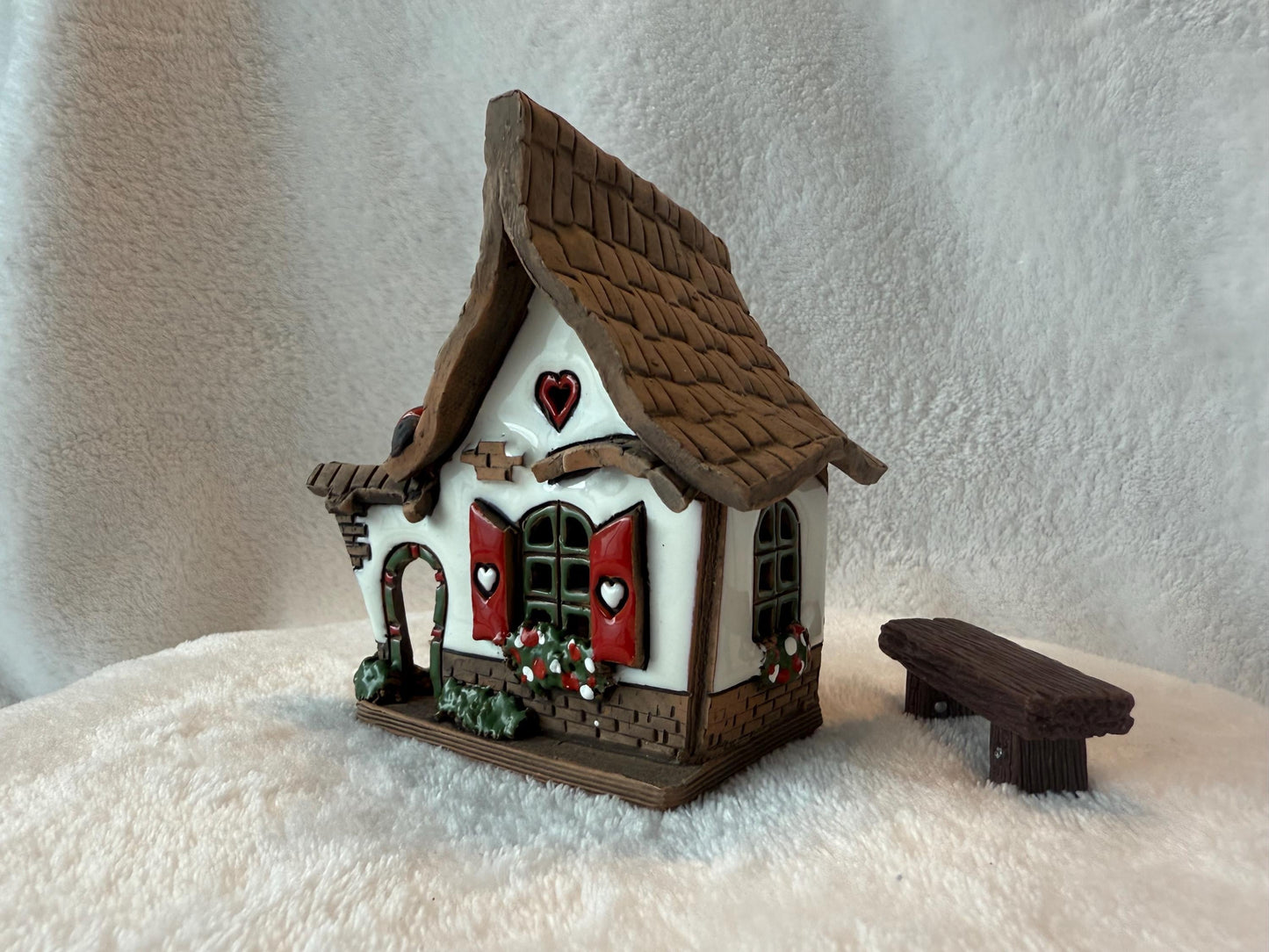 Christmas Ceramic House Collection - Handmade Collectible Miniature, Candle Holder, Room Decoration, Home Decor