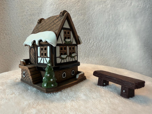 Christmas Ceramic House Collection - Handmade Collectible Miniature, Candle Holder, Room Decoration, Home Decor (RB25-1)