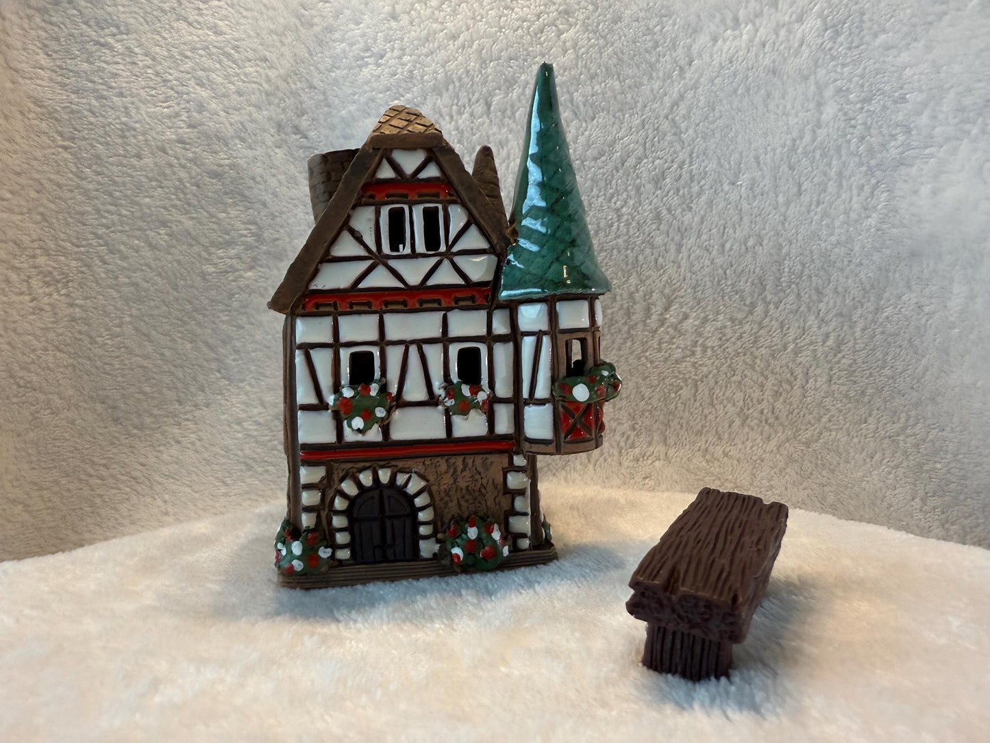 Christmas Ceramic House Collection - Handmade Collectible Miniature, Candle Holder, Room Decoration, Home Decor