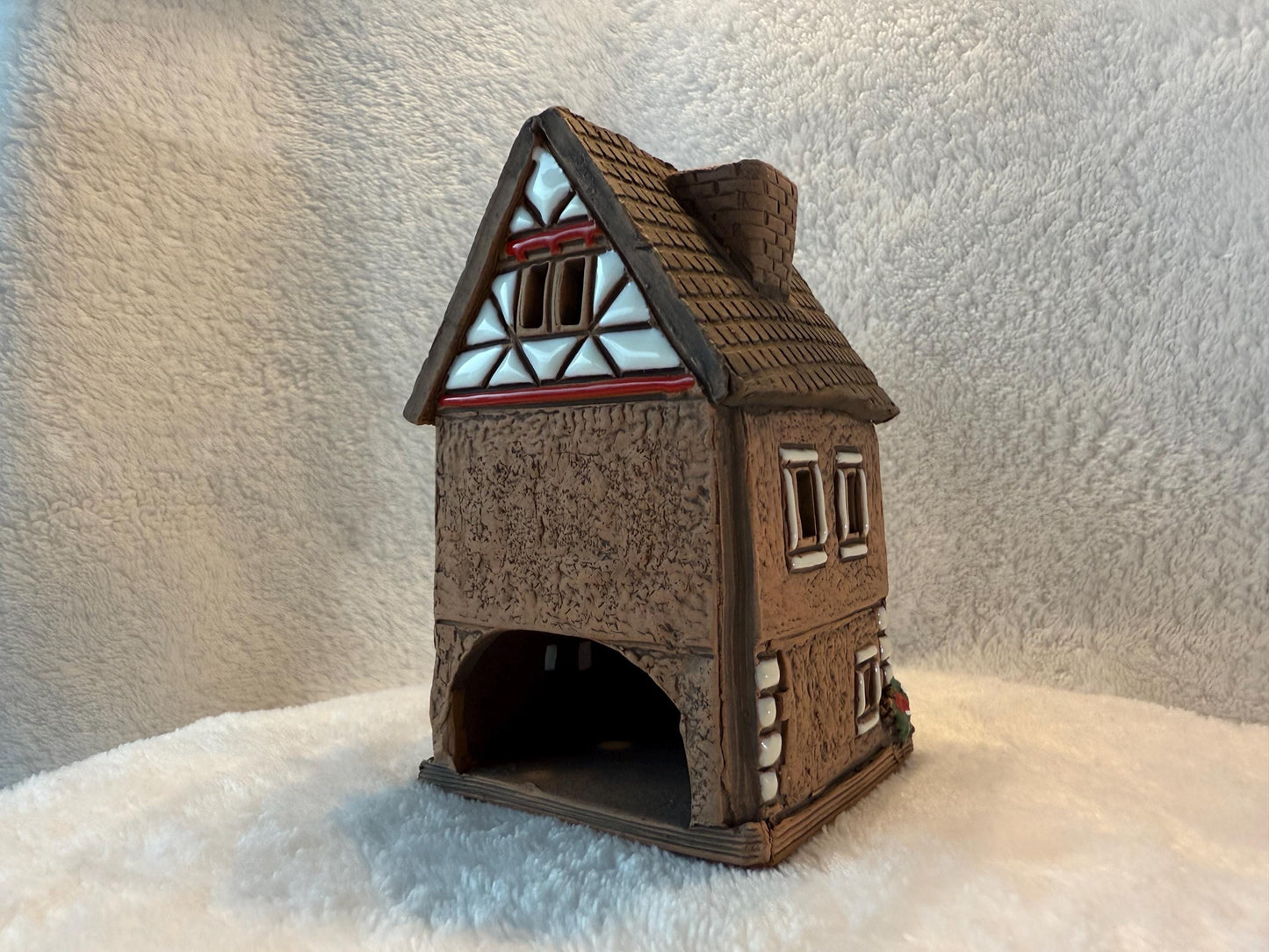 Christmas Ceramic House Collection - Handmade Collectible Miniature, Candle Holder, Room Decoration, Home Decor